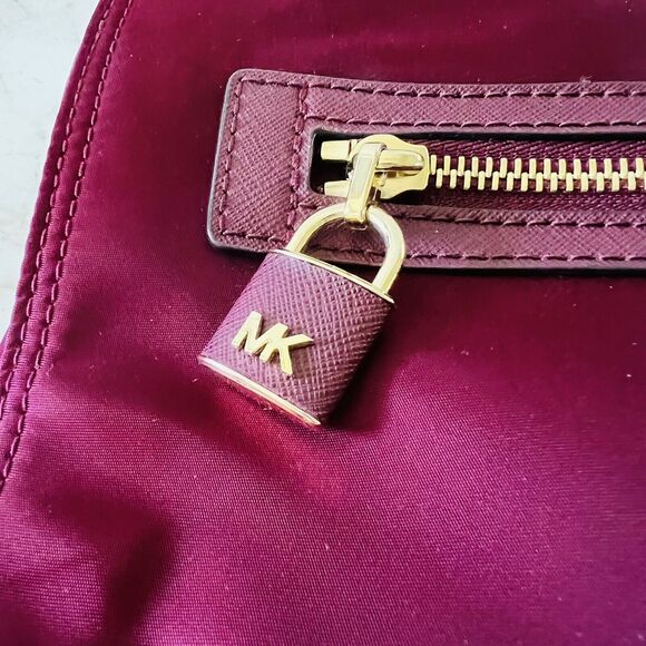 MICHAEL KORS Janie Plum Burgundy Nylon East West Crossbody Bag - Picture 3 of 9